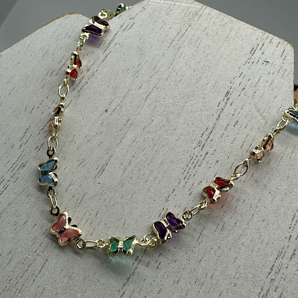 Multicolored Gold Butterfly Bracelet or Anklet NWT Retail Value 72.99